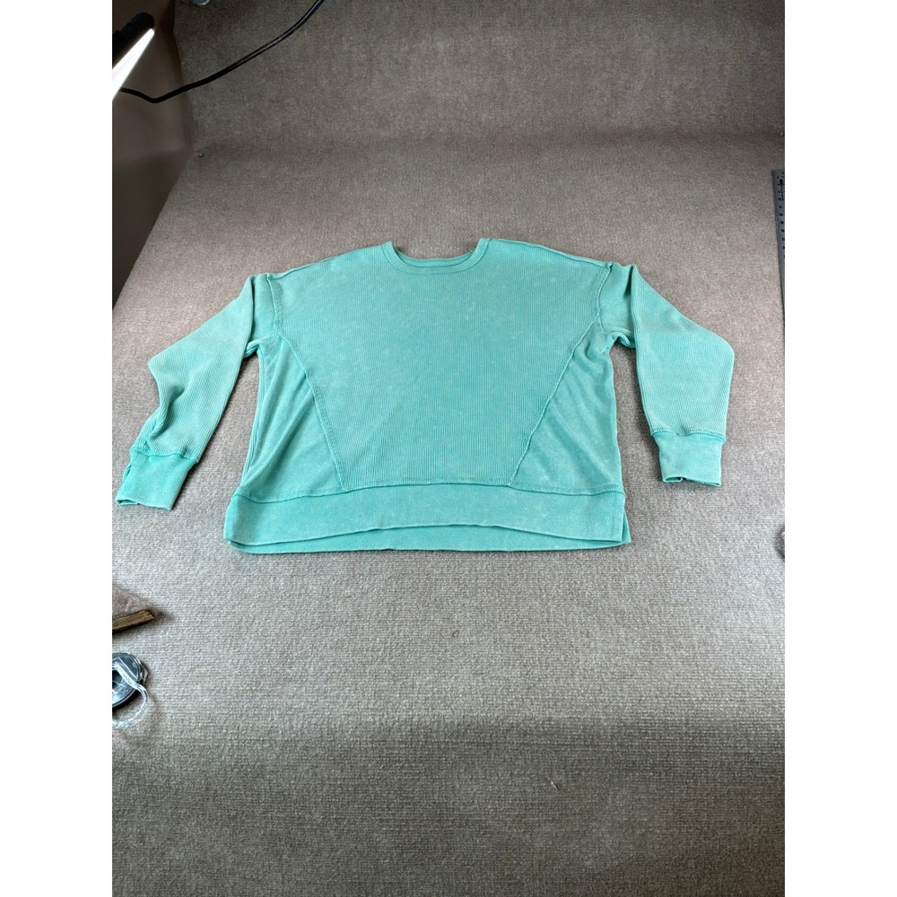 Seven7 Premium Brand Mint Green Waffle Knit Thermal Top Large Thumbhole Cuffs
